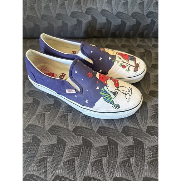RARE Vans X Peanuts Snoopy & Charlie Brown Holiday Slip-On Shoes - Picture 2 of 8